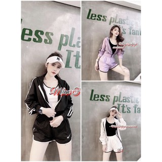 Bộ thể thao 3 món quần sooc + áo ba lỗ + áo khoác