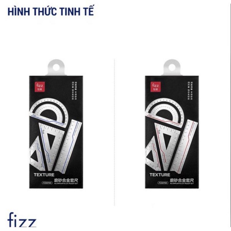 Bộ thước Êke Nhôm 4 chi tiết chuẩn xác từng milimet, hàng nhập khẩu, sang đẹp
