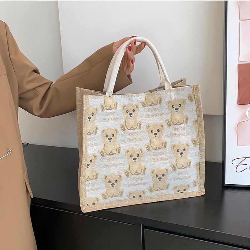 Túi Xách Vải canvas Cỡ Lớn In Hoạt Hình Dễ Thương