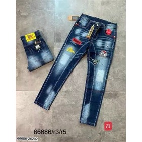 Quần jean dài nam thêu hình họa tiết hót trend thời trang 2022