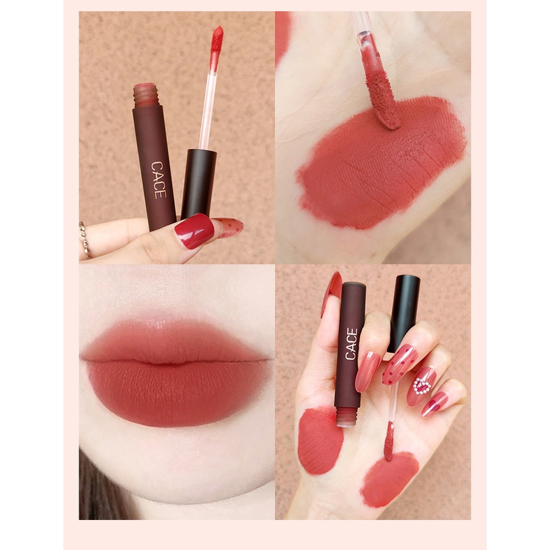 Set 4 Son Kem Lì CACE MÈO Tặng Kèm 1 Dây Chuyền Bạch Kim Khảm Đá