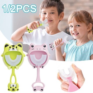 Bàn chải đánh răng trẻ em 360 độ bằng silicon, ban chai danh rang tre em hinh chu U moi nhat
