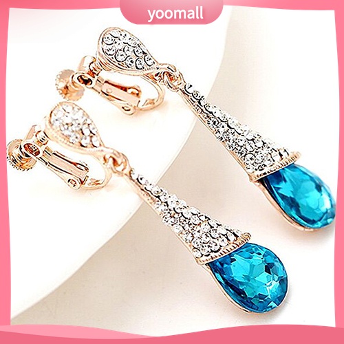 {YO} Bông Tai Kẹp Vành Tai Đính Đá Zircon Toàn Diện Cho Nữ