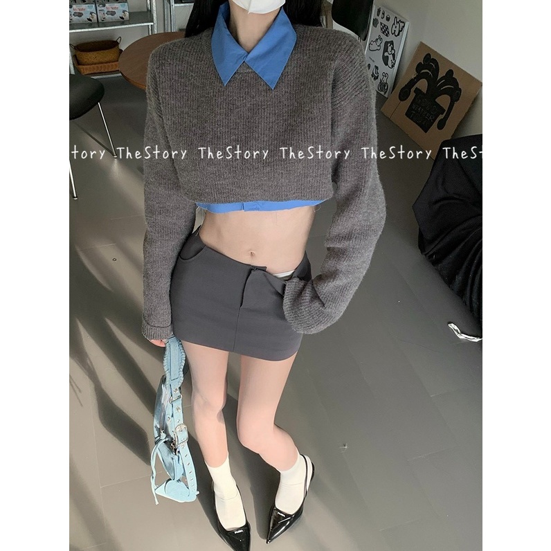 Áo len croptop trơn  A2647