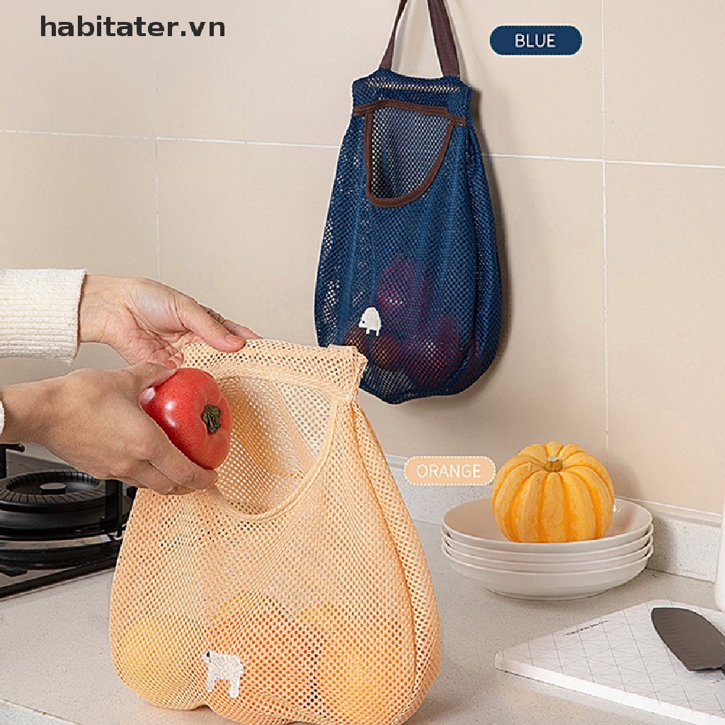 1 Giỏ Lưới Polyester Thoáng Khí Đựng Hành Tỏi Rau Củ Quả Có Thể Tái Sử Dụng