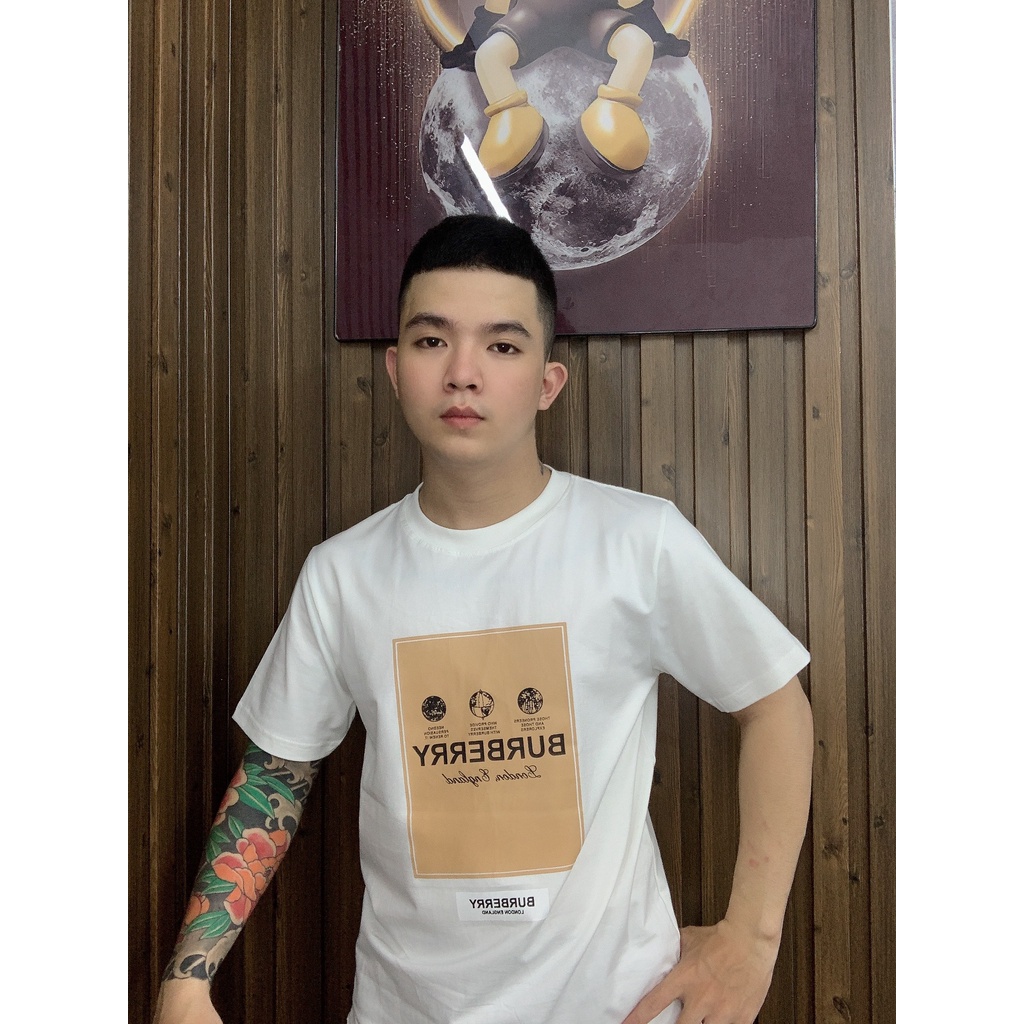 ÁO THUN IN Ô MÀU VÀNG BUBERRY 2022