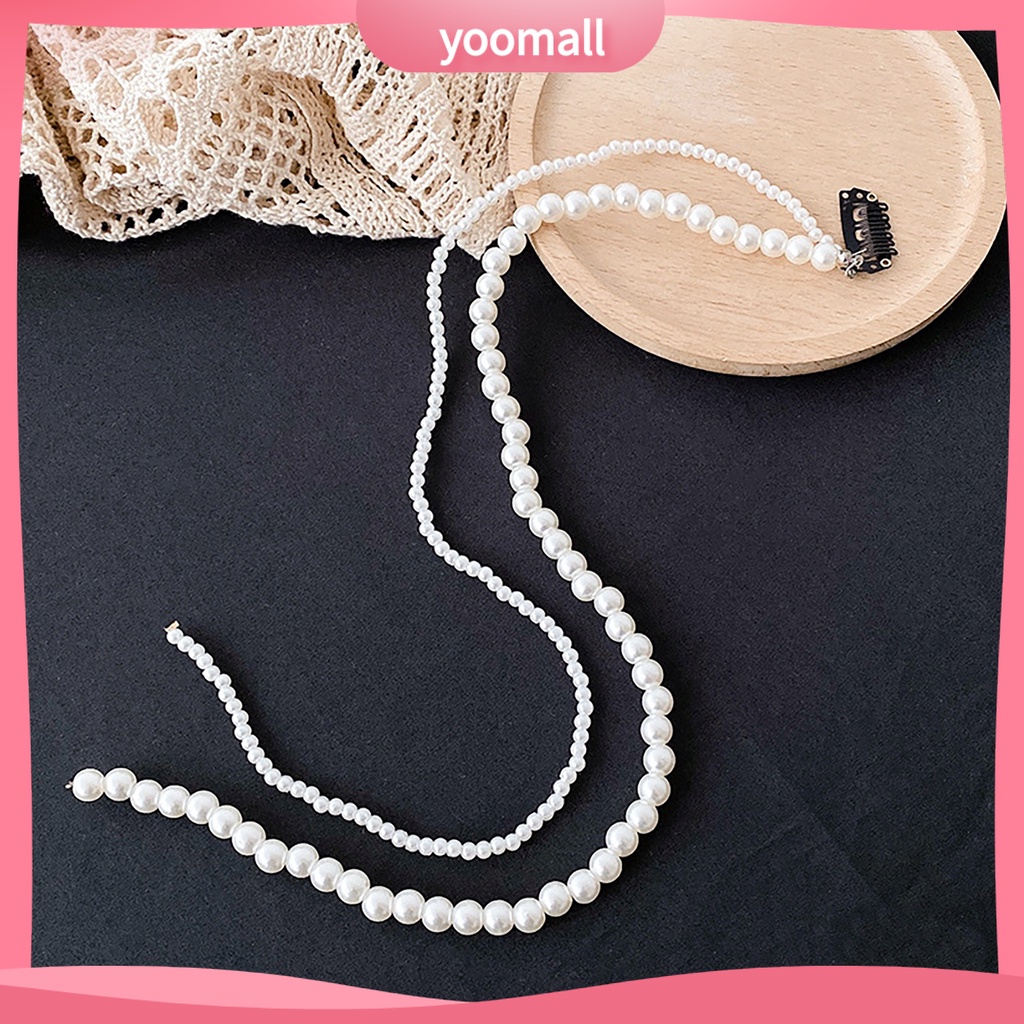 Yoomall| Băng Đô Cài Tóc Đính Ngọc Trai Giả Thời Trang Cho Cô Dâu