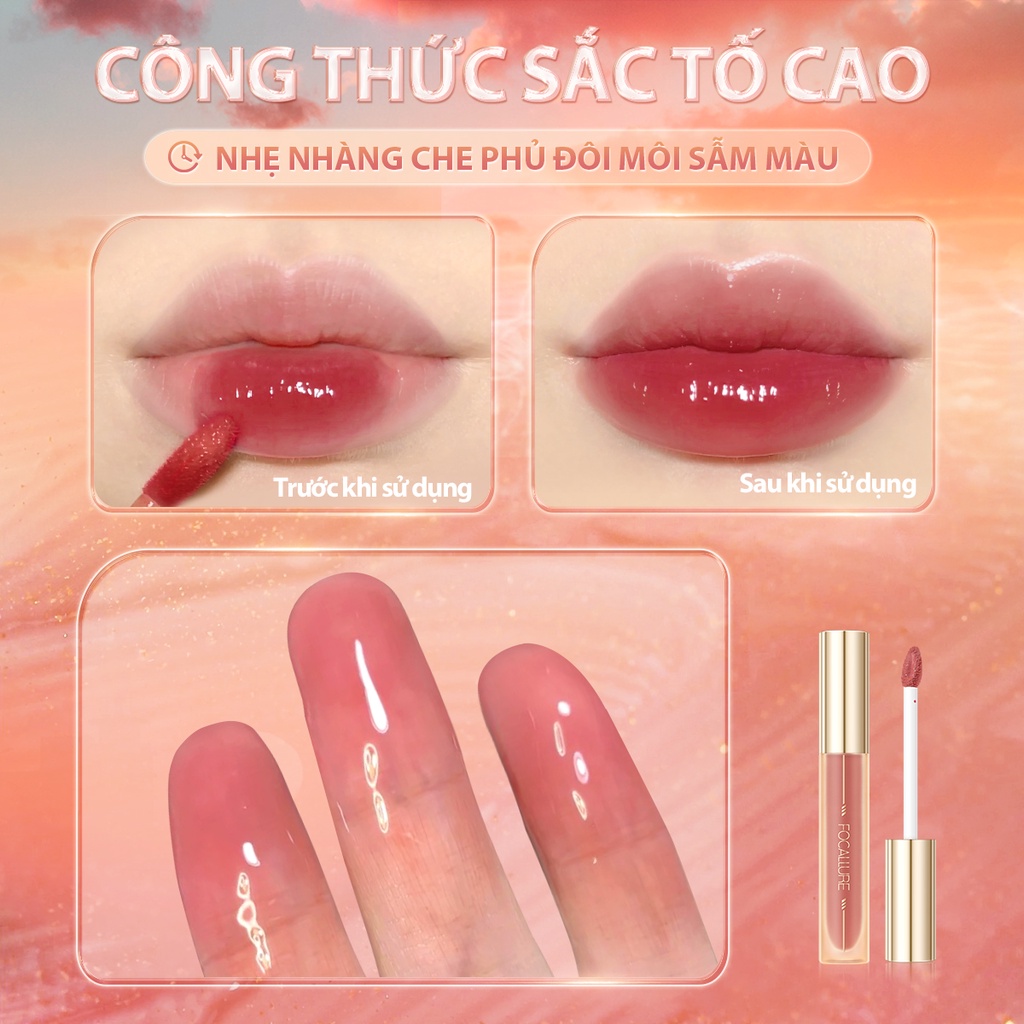 Son Tint Bóng FOCALLURE 3 Loại Kết Cấu Sắc Tố Cao Khóa Ẩm  Môi Căng Mọng Không Bết Dính Lâu Trôi