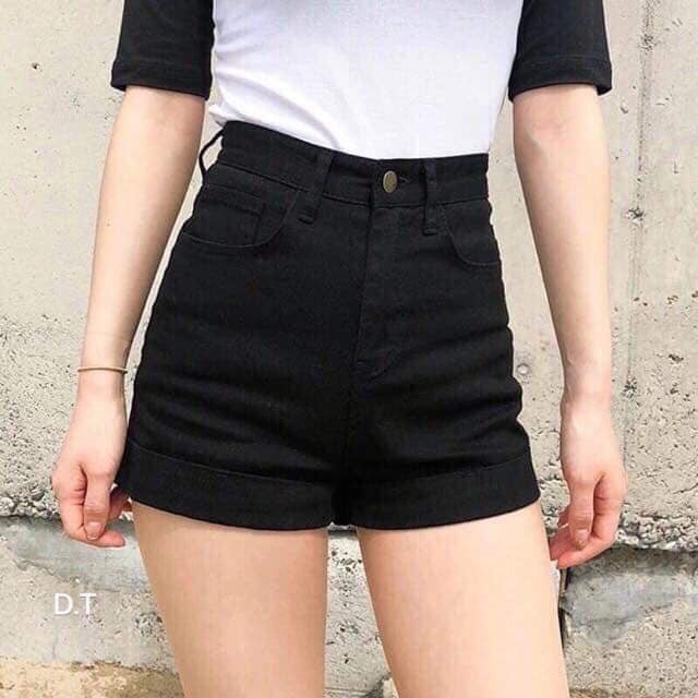 Quần short nữ Jean giấy cạp cao ôm, khóa trước, bền đẹp siêu co giãn