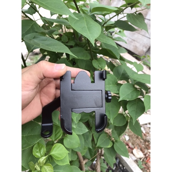 Kẹp điện thoại nhôm gắn chân gương xoay gập 360