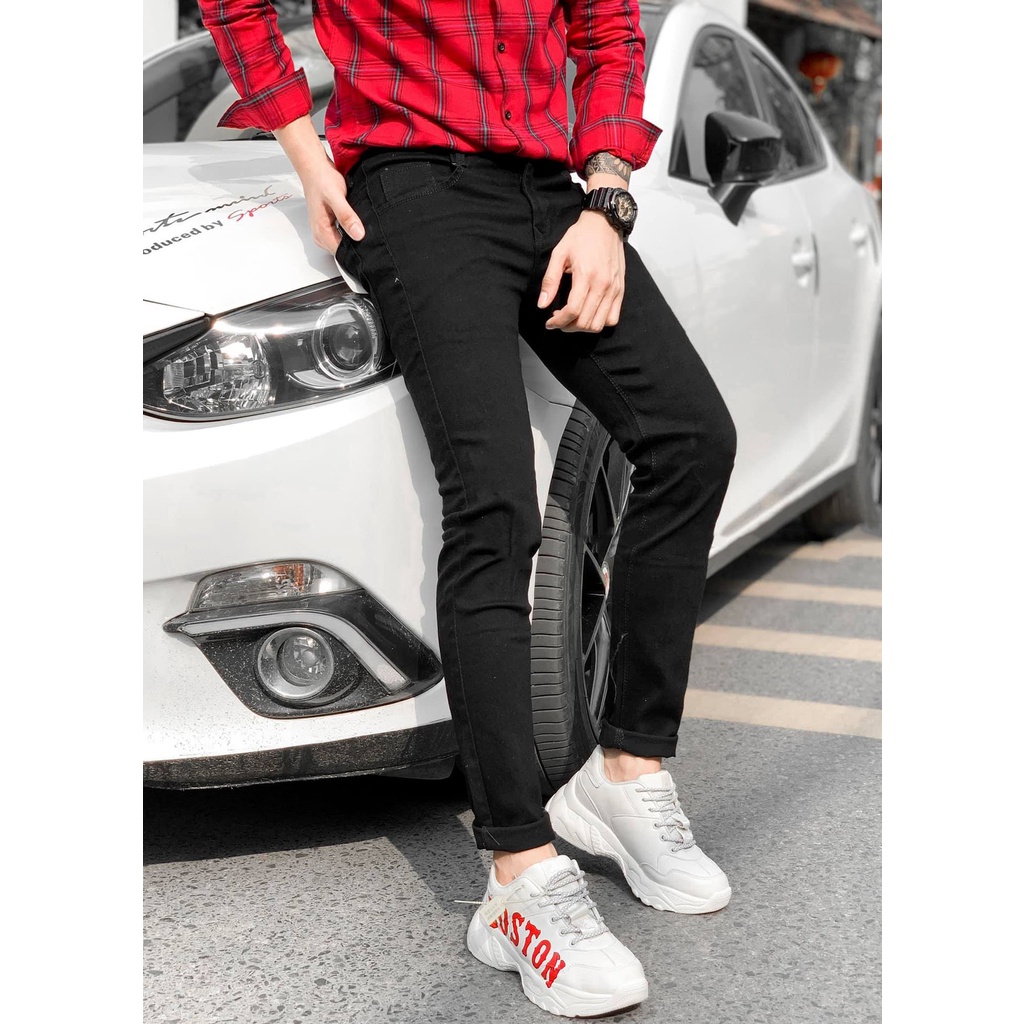 Quần Jean Nam Xanh Rách Gối Hàn Quốc Chất Vải Mịn Đẹp Co Giãn Nhẹ Không Xù Lông