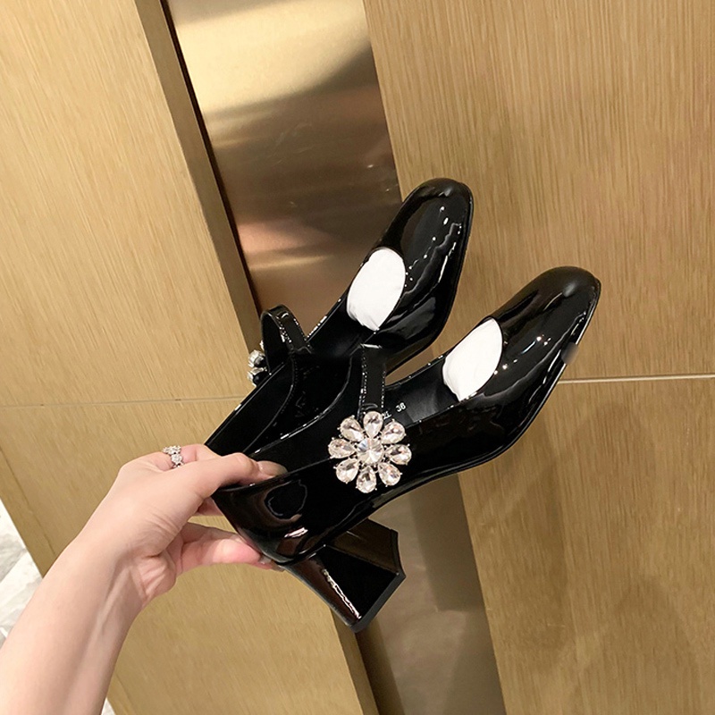 Giày Cao Gót Da PU Mũi Vuông Thời Trang Lolita Dành Cho Nữ