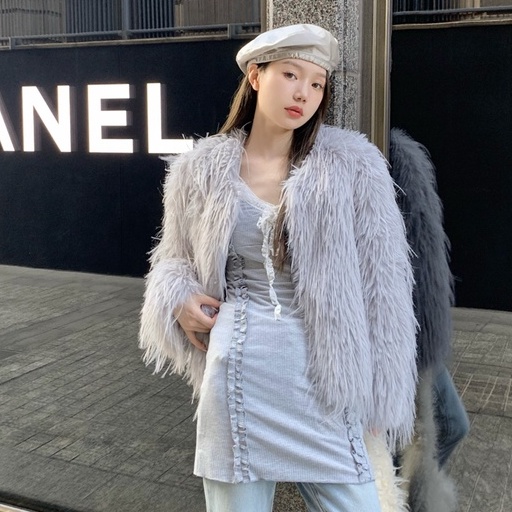 𝐎𝐑𝐃𝐄𝐑. Áo Khoác Lông Sợi Dài Hoang Dã Sexy