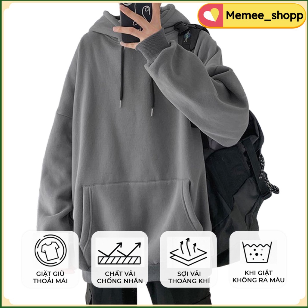 Áo Hoodie Trơn Nam Nữ Chất Nỉ Bông Form Rộng Loại 1 Dày Dặn