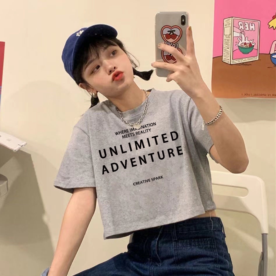 Áo Thun Lửng Tay Ngắn Dáng Rộng Phong Cách Hàn Quốc Thời Trang Mùa Hè 2022 Dành Cho Nữ