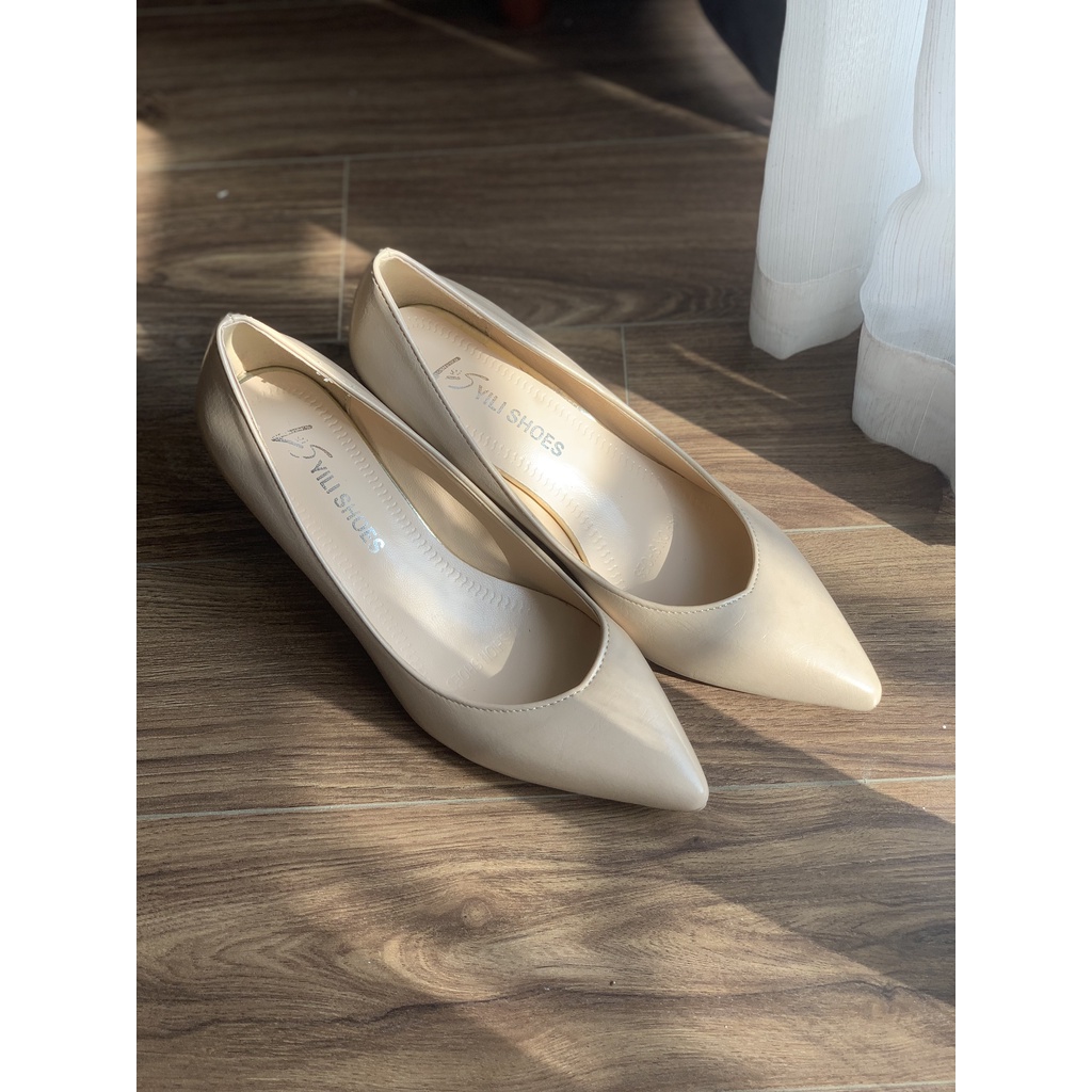 Giày cao gót nữ mũi nhọn Công Sở da trơn cao 5cm phong cách thanh lịch, sang trọng -CG003