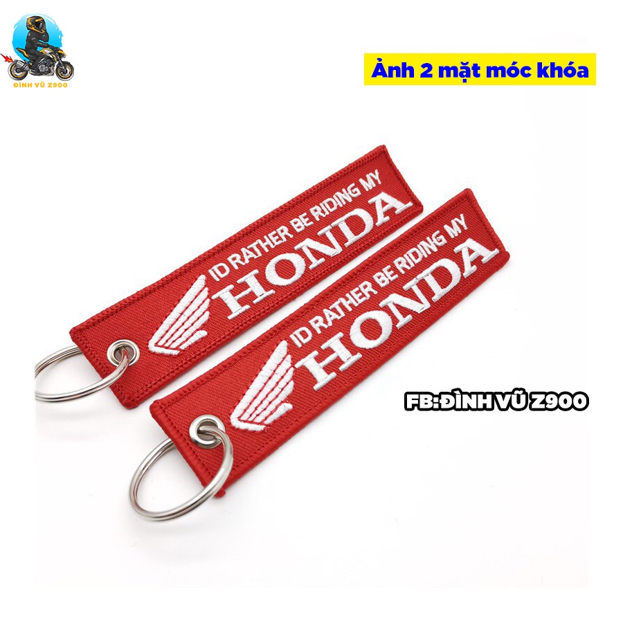 Móc khóa HONDA, đầu bấm CHẮC CHẮN, dây vải DÀY DẶN, logo sắc nét không phai màu