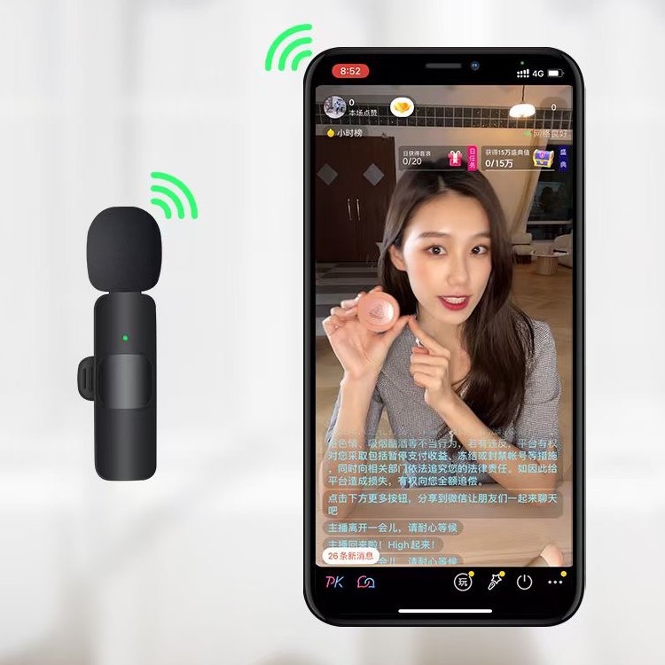 Micro cài áo không dây K8-K9 khử tiếng ồn siêu cấp, xa 20m, Micro thu âm không dây mẫu mới - hàng chính hãng