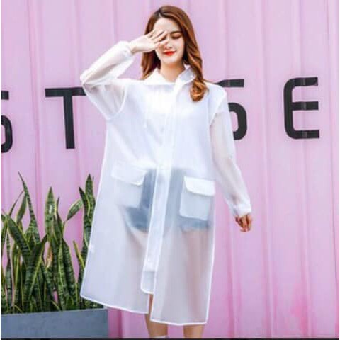 Áo Mưa Trong Suốt Kiểu Dáng Thời Trang Có Khóa Kéo,Nút Cài Và Có Nón Bảo Vệ Che Mưa Cực Tốt