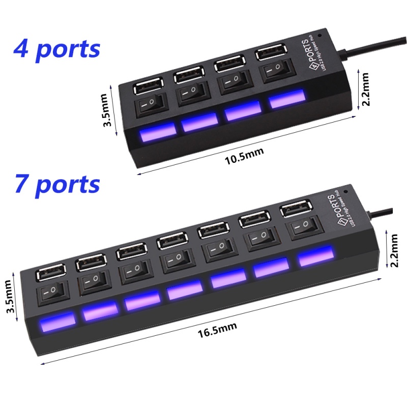 Bộ Hub Chia 4 / 7 Cổng USB 2.0 2.0 Đa Năng Tiện Dụng