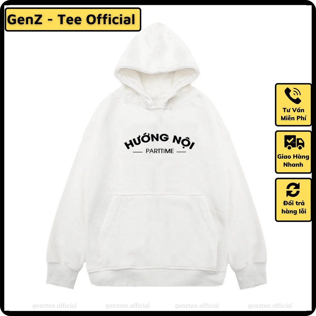 Áo Hoodie Nỉ Hướng Nội Parttime,  Áo Nỉ Dày Dặn Phong Cách Trẻ Trung Form Rộng Nam Nữ Đủ Size