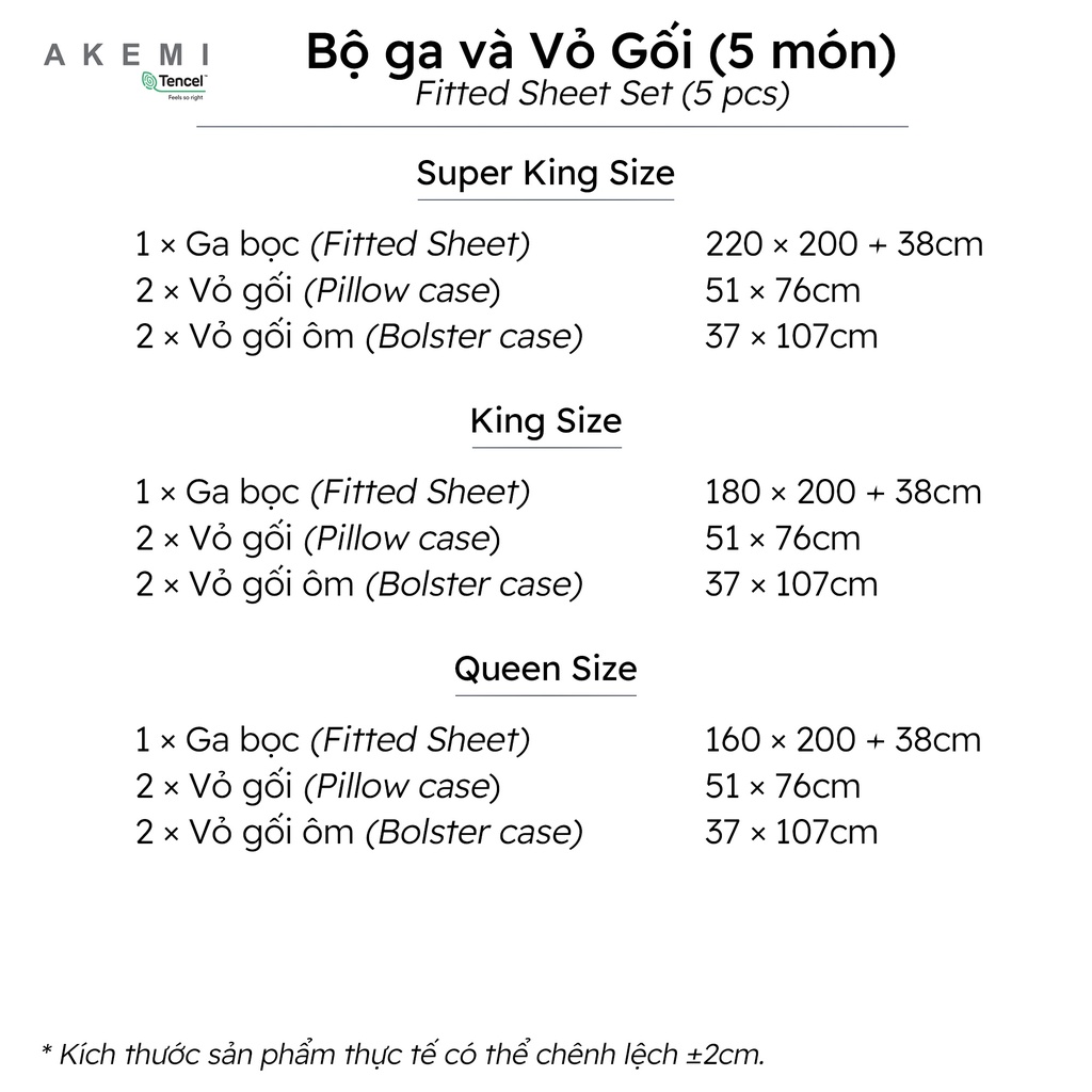 Bộ ga và Vỏ gối Akemi Tencel Modal Earnest Tiga Belas, gồm 5 món (King/Queen)