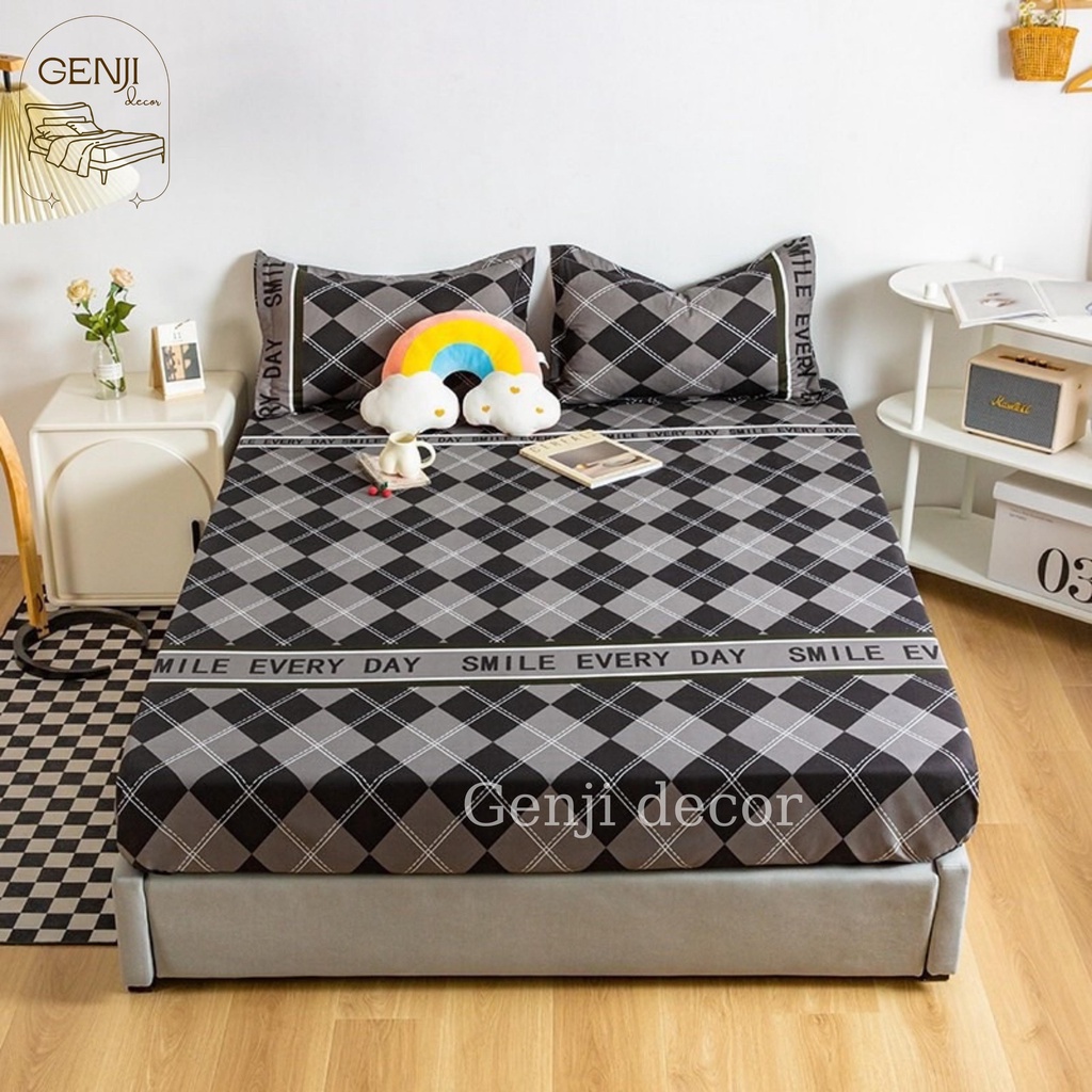 Bộ ga giường 3 món Genji Decor 01, drap giường đẹp mềm mịn mát đầy đủ kích thước mẫu mã