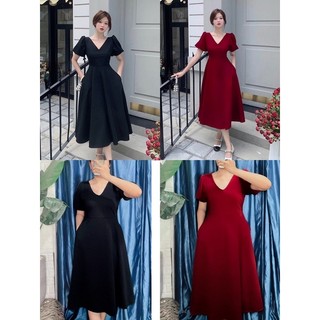 Đầm maxi cổ V Big size dành cho khách ngoại cỡ có túi từ 60-90 ký