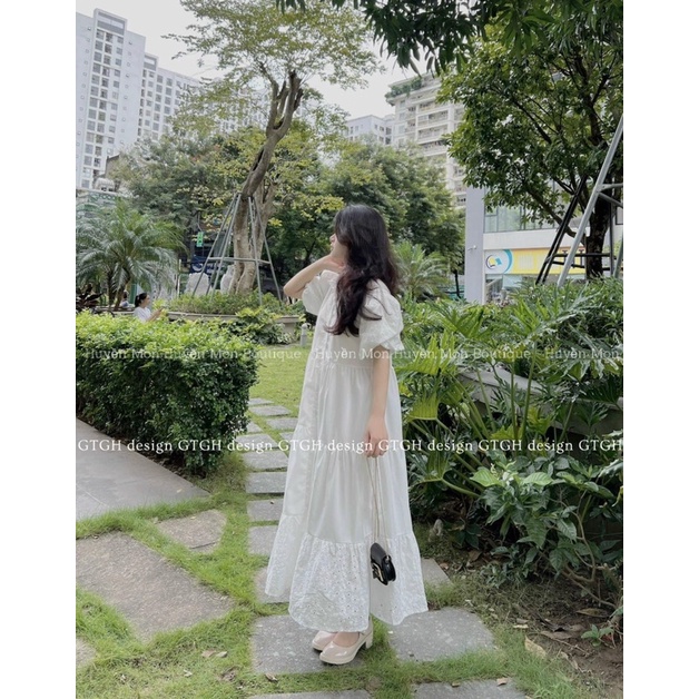 Váy sơmi thô tầng phối ren