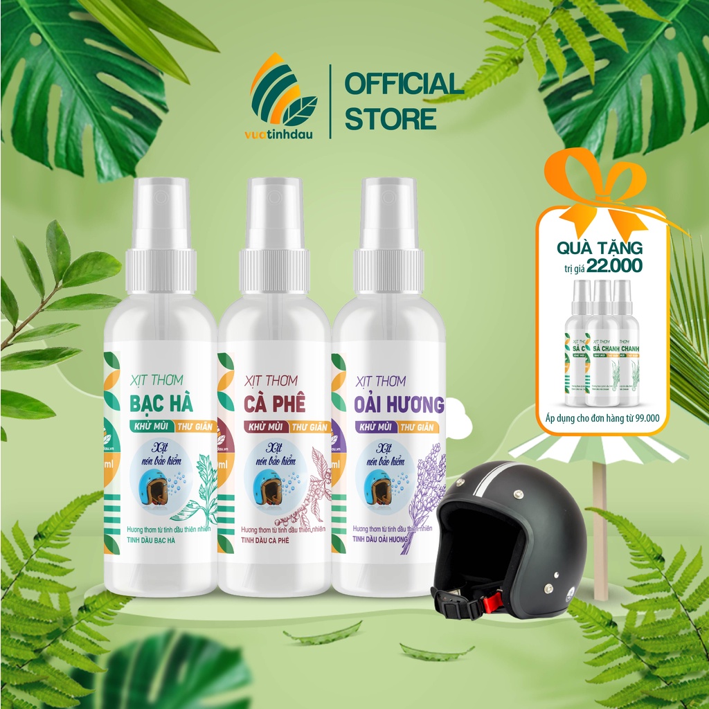 Chai Xịt Thơm Khử Mùi Mũ Nón Bảo Hiểm 100ml/500ml VUATINHDAU Chai Xịt Vệ Sinh Mũ Nón Bảo Hiểm Hương Tinh Dầu Thiên Nhiên