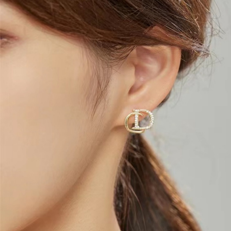 Khuyên Tai Hình Đĩa CD Màu Vàng Kim Đính Đá Zircon Thời Trang 2022