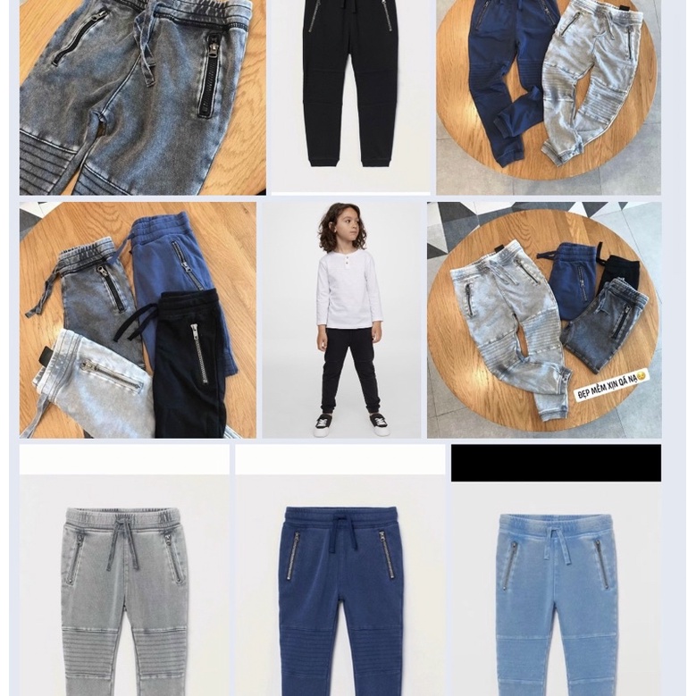 Quần nỉ joger hm cho bé trai có 4 màu size từ 12-30 cân
