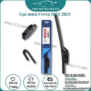 Gạt mưa ô tô, cần gạt mưa silicon xe hyundai creta 2022-2023-2024 gạt sạch êm, bộ 2 cần gạt