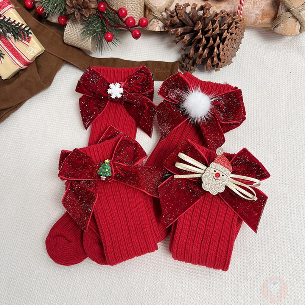 Tất Dệt Kim Giữ Ấm Chân Co Giãn Họa Tiết Giáng Sinh Hoạt Hình Cho Bé Gái LAA6-Girls