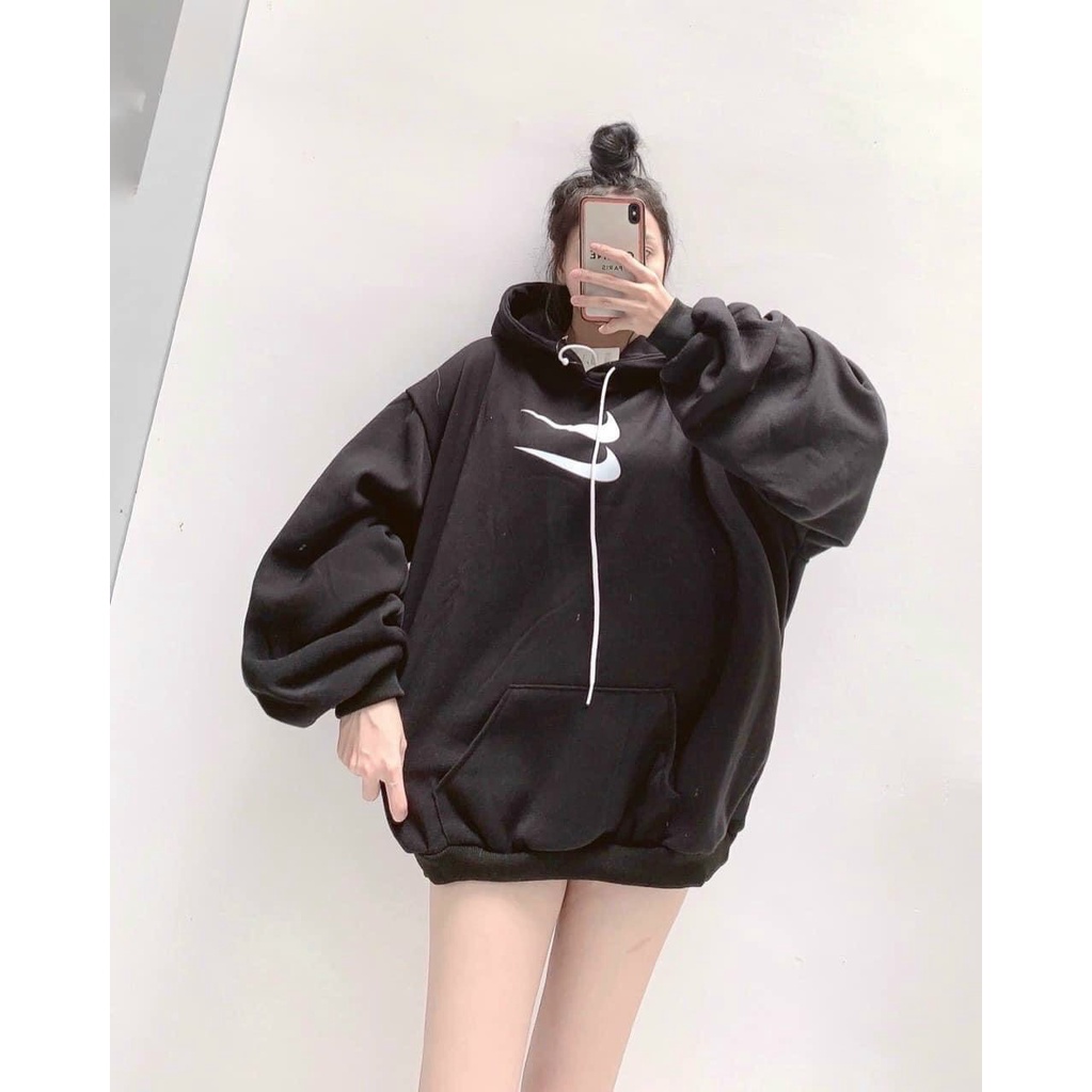 Áo khoác hoodie sweater logo thể thao tay bồng cánh dơi siêu xinh chất liệu nỉ bông dày dặn giữ ấm tốt