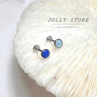 Khuyên tai đá opal xanh dương JOLLY bằng thép y tế Piercing