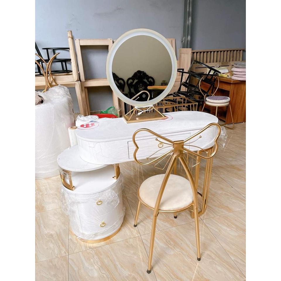 Bàn phấn trang điểm ⚡ HÀNG CAO CẤP ⚡ Bàn trang điểm phong cách Châu Âu, gương led cảm ứng