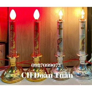 Một cặp [2 đèn] đèn nến để bàn thờ sử dụng bóng ớt, kèm bóng