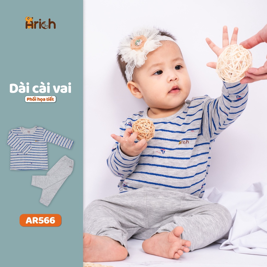 Bộ dài tay cho bé Arich vải sợi tre mềm mịn, quần áo trẻ em co giãn 4 chiều, kháng khuẩn tự nhiên an toàn da bé