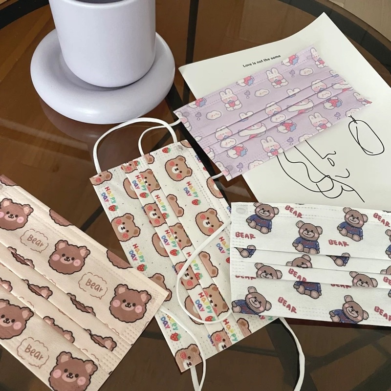 Khẩu trang in hình phong cách hàn quốc dễ thương