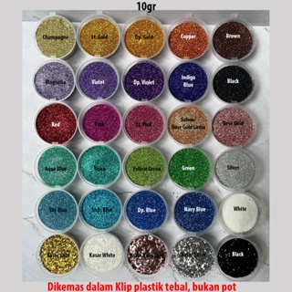 Image of TERMURAH 10g (20cc) Glitter Bubuk Powder Gliter Serbuk Glitter Bahan Henna, Slime, Nail Art, Resin