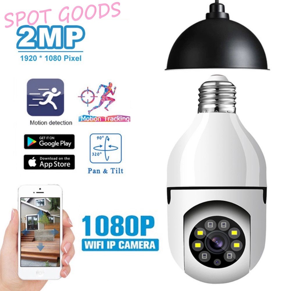 Camera Không Dây HD 1080P, 360 Độ° Camera An Ninh E27 Kỹ Thuật Số Tự Động Theo Dõi Sức Khỏe 4X Zoom Hình Bóng Đèn Nhiều Màu Sắc