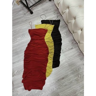 ĐẦM BODY HAI DÂY NHÚN SƯỜN DÁNG DÀI TRƠN ( có mod )