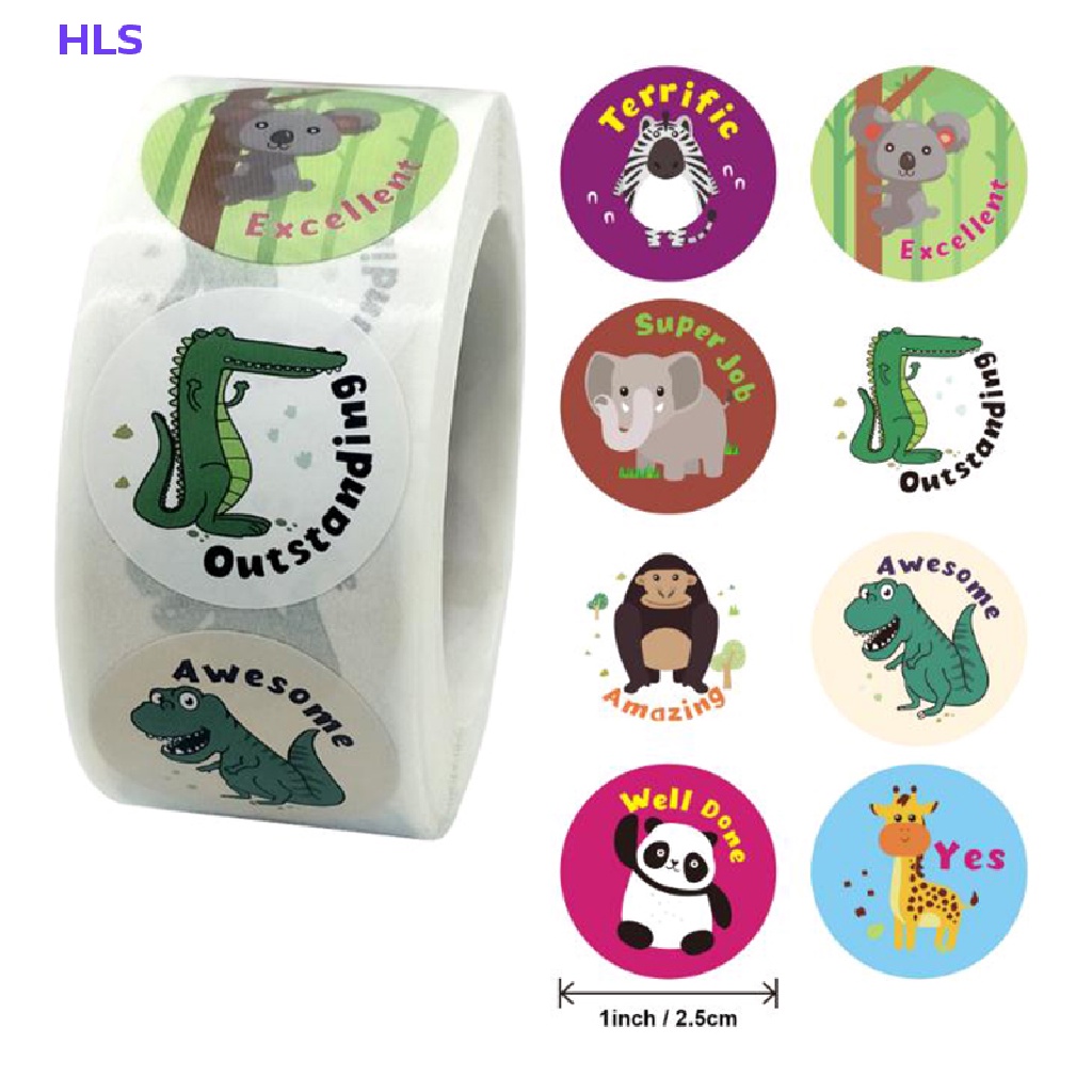 Cuộn 500 Miếng Dán Hình Động Vật Dễ Thương Dùng Làm Phần Thưởng Cho Học Sinh