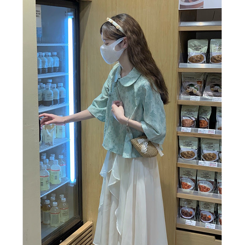 Áo Sơ Mi Tay Ngắn Cổ Búp Bê Phong Cách Trung Hoa Thời Trang 2022 Mới 2022