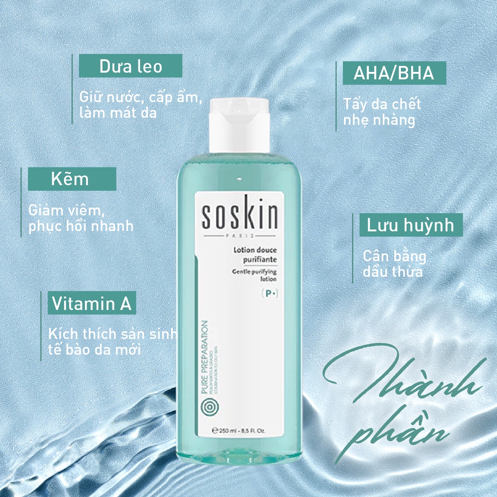 Nước cân bằng Soskin Gentle Purifying Lotion se khít lỗ chân lông 250ml