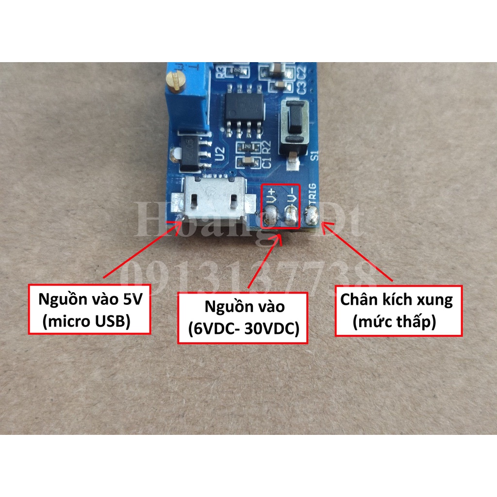 Module tạo trễ NE555 có kích