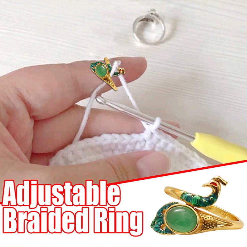 Ygt Nhẫn Hở Hình Chim Công Đính Đá Ngọc Bích Thời Trang Có Thể Điều Chỉnh