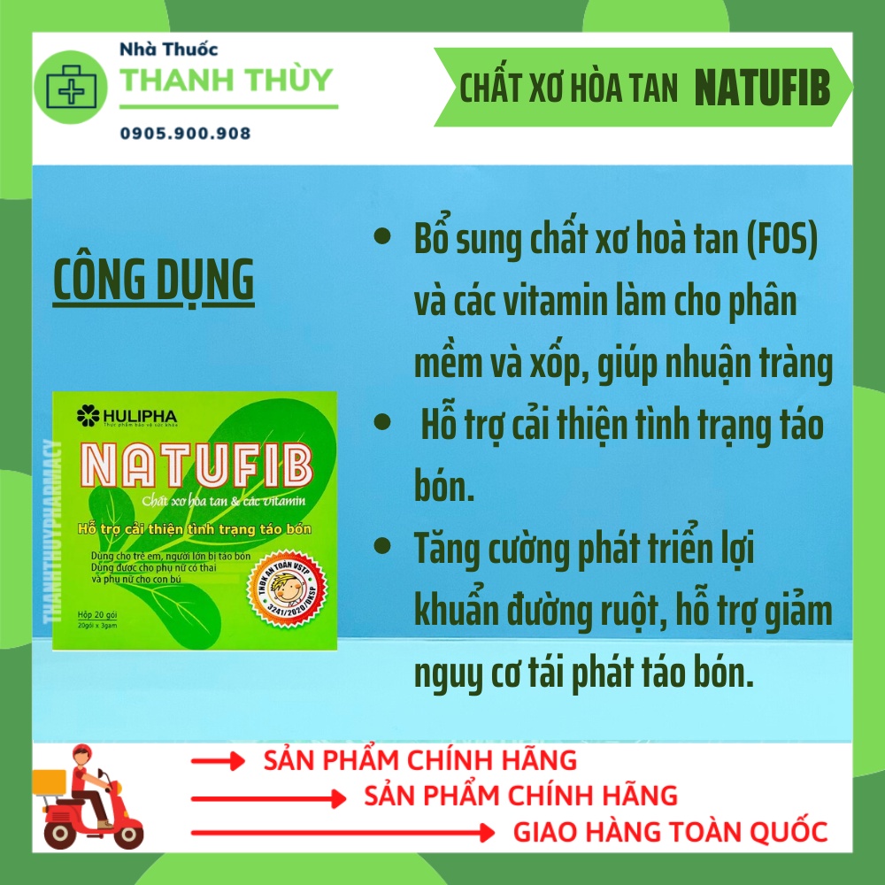 Natufib Chất Xơ Hòa Tan  Hỗ Trợ Phòng Táo Bón An Toàn Cho Bà Bầu, Trẻ Nhỏ