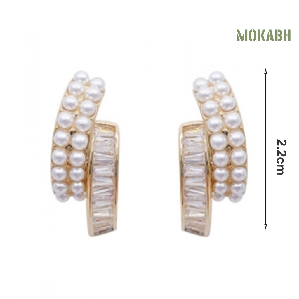 [Mới] 1 Cặp Bông Tai Hạt Cườm Ngọc Trai Giả Hai Lớp Trang Sức Dự Tiệc Cho Nữ